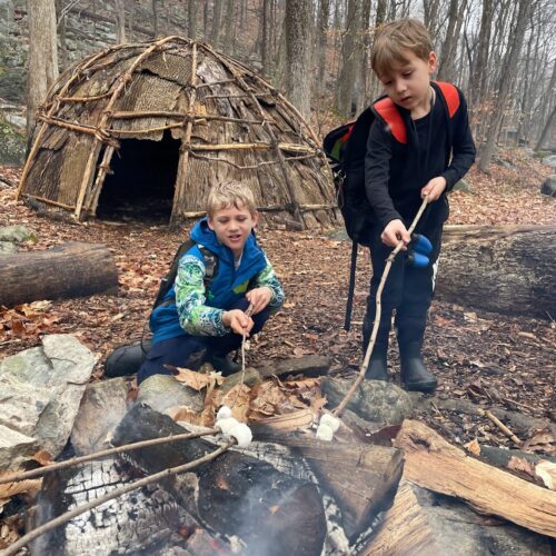 Boys at Campfire